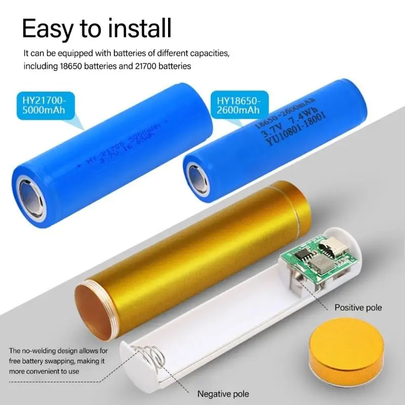 652F Aluminum Alloy Not Solder 21700 Powerbanks Spring Contact Design Easy Assembly
652F Aluminum Alloy Not Solder 21700 Powerbanks Spring Contact Design Easy Assembly