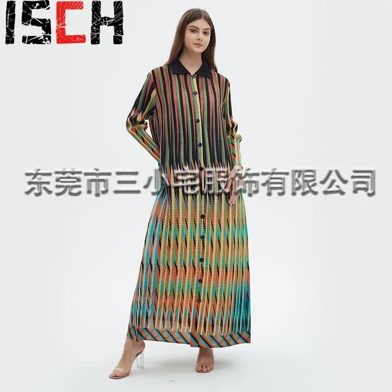 Pleats Dresses 2024 Spring and Summer New Single-breasted Pleated Elegant Striped Printed Dress Women Cardigan Jacket Clothing
Pleats Dresses 2024 Spring and Summer New Single-breasted Pleated Elegant Striped Printed Dress Women Cardigan Jacket Clothing
