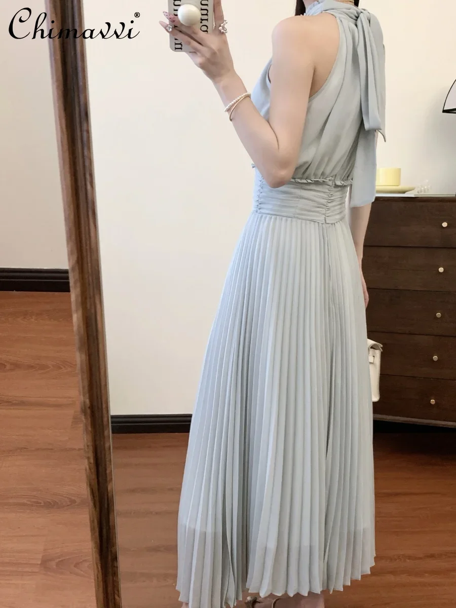 French Elegant Gentle Off-Shoulder Lace-up Halter Beach Dress High Waist Slim A-line Irregular Pleated Long Dress Women Summer
French Elegant Gentle Off-Shoulder Lace-up Halter Beach Dress High Waist Slim A-line Irregular Pleated Long Dress Women Summer