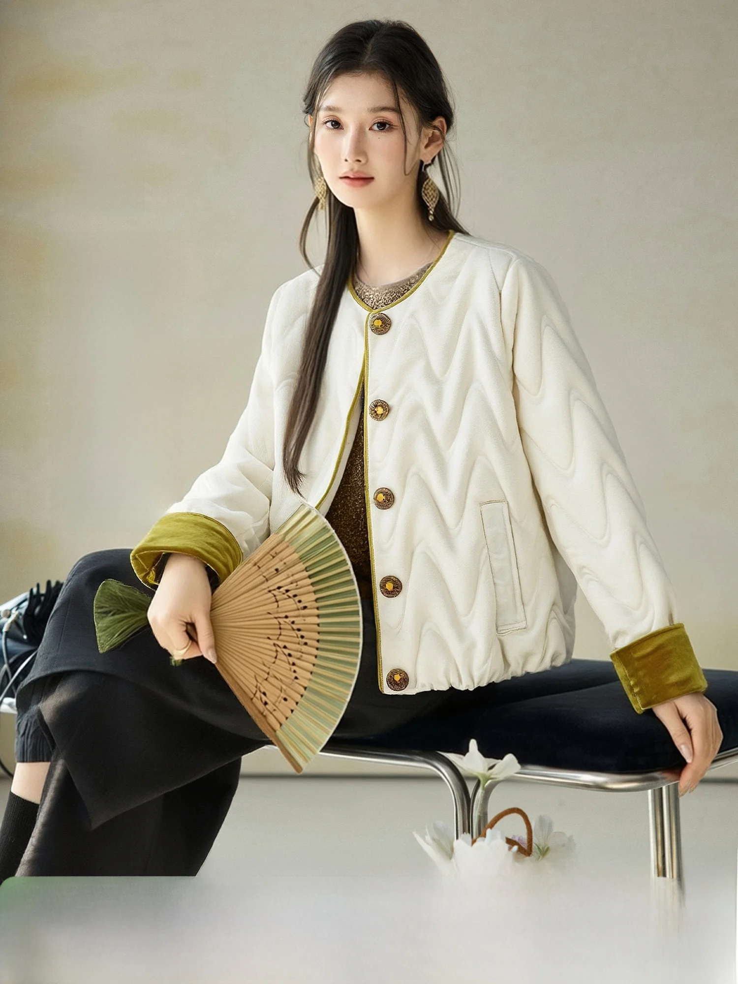 Pumpkin Valley Cloud Silk Goose down Jaet Women's ort New Chinese Sle Embroidered White Winter Outerwear Ladies' Coat
Pumpkin Valley Cloud Silk Goose down Jaet Women's ort New Chinese Sle Embroidered White Winter Outerwear Ladies' Coat