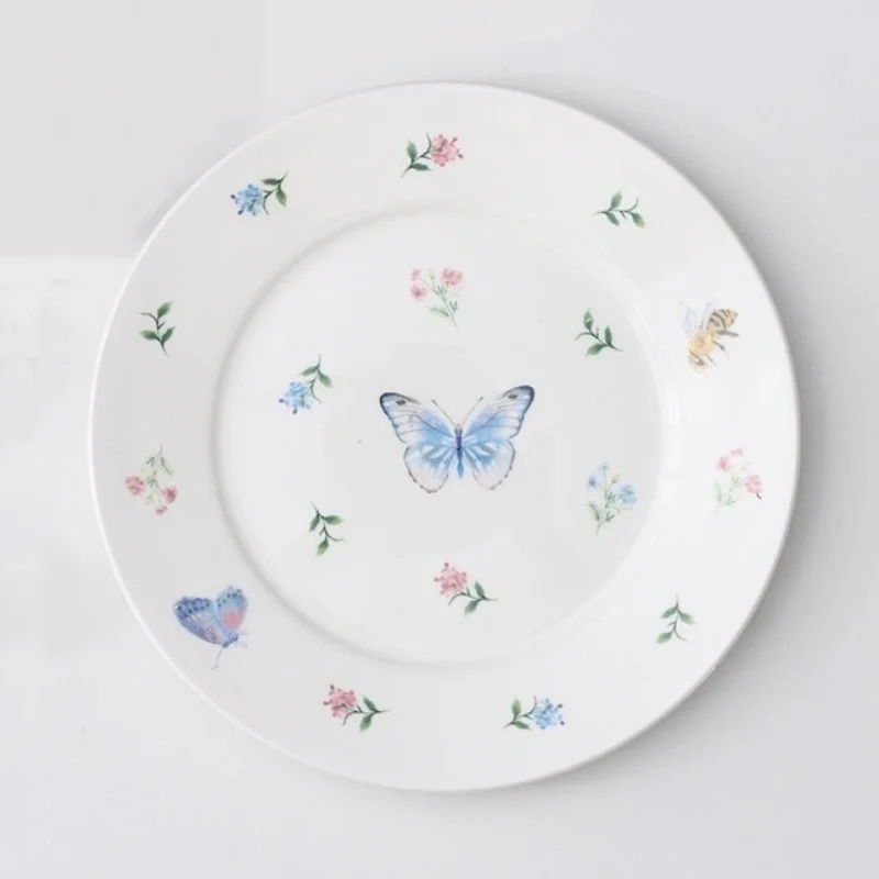 Smiley Ceramic Plate Fashionable Dessert Salad Dish with Dragonfly & Butterfly Design Home Decor Girl's Butterfly Plate Gift
Smiley Ceramic Plate Fashionable Dessert Salad Dish with Dragonfly & Butterfly Design Home Decor Girl's Butterfly Plate Gift