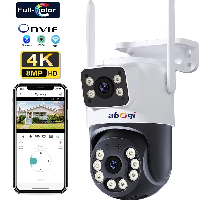 4K 8MP Dual Lens Dual Screen Wifi PTZ Camera Outdoor 6MP HD AI Auto Tracking IP Camera CCTV Audio Video Surveillance P2P iCSee
4K 8MP Dual Lens Dual Screen Wifi PTZ Camera Outdoor 6MP HD AI Auto Tracking IP Camera CCTV Audio Video Surveillance P2P iCSee