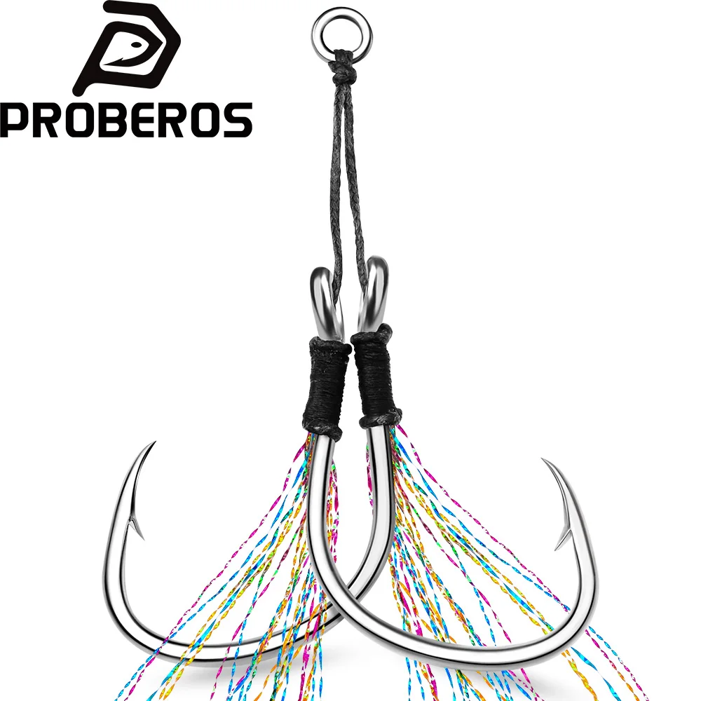 PROBEROS 2Pcs/Bag High Carbon Steel Cast Jig Sharp Assist Hook Barbed Thread Feather Fishing Tackle Ring Jigging Tool Fish Hook
PROBEROS 2Pcs/Bag High Carbon Steel Cast Jig Sharp Assist Hook Barbed Thread Feather Fishing Tackle Ring Jigging Tool Fish Hook