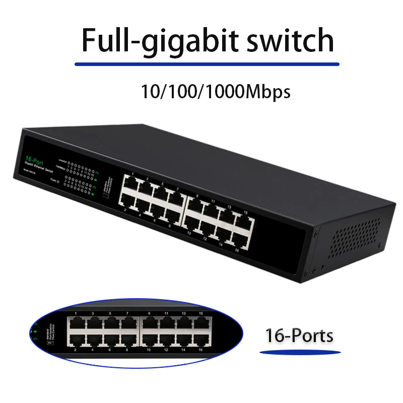 VLAN RJ45 switch Plug and Play fast Ethernet Network Switch game Ethernet Smart Switcher 16-Ports Full gigabit switch RJ45 Hub
VLAN RJ45 switch Plug and Play fast Ethernet Network Switch game Ethernet Smart Switcher 16-Ports Full gigabit switch RJ45 Hub