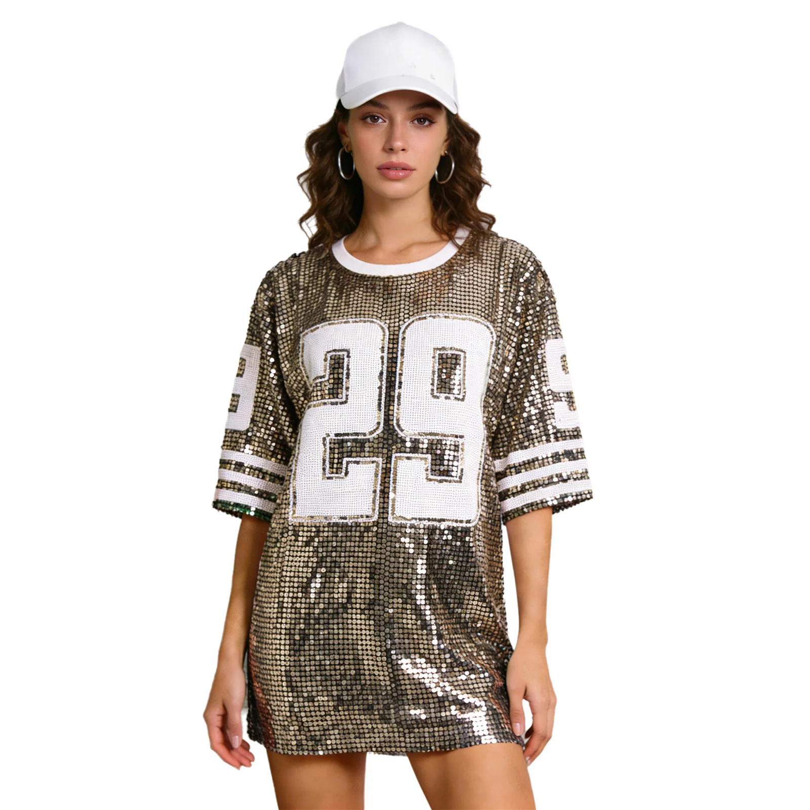 Женская спортивная футболка в стиле хип-хоп с пайетками, графическим принтом и рукавом 3/4, блестящая блузка для клубных вечеринок, просмотра спортивных матчей
Женская спортивная футболка в стиле хип-хоп с пайетками, графическим принтом и рукавом 3/4, блестящая блузка для клубных вечеринок, просмотра спортивных матчей