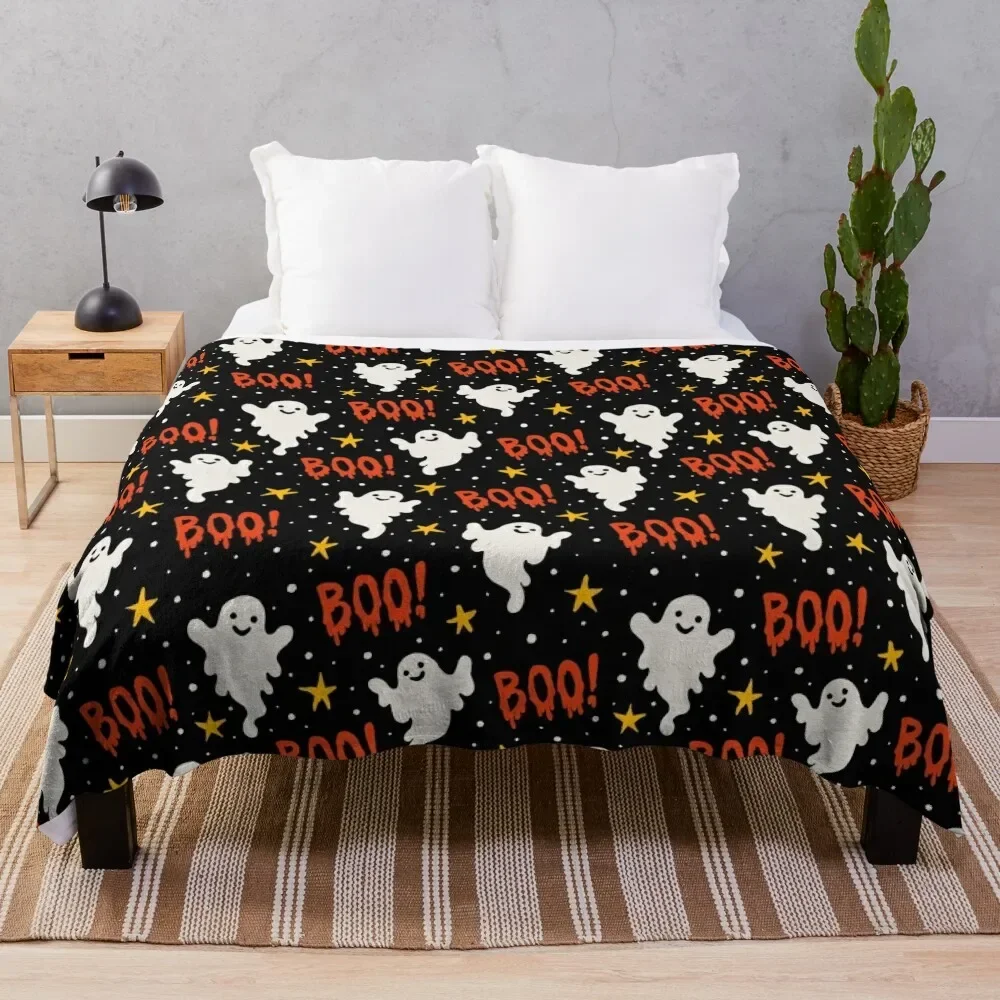 Boo! Halloween Ghosts on Black Throw Blanket warm winter Sofa Large Hairy Blankets
Boo! Halloween Ghosts on Black Throw Blanket warm winter Sofa Large Hairy Blankets