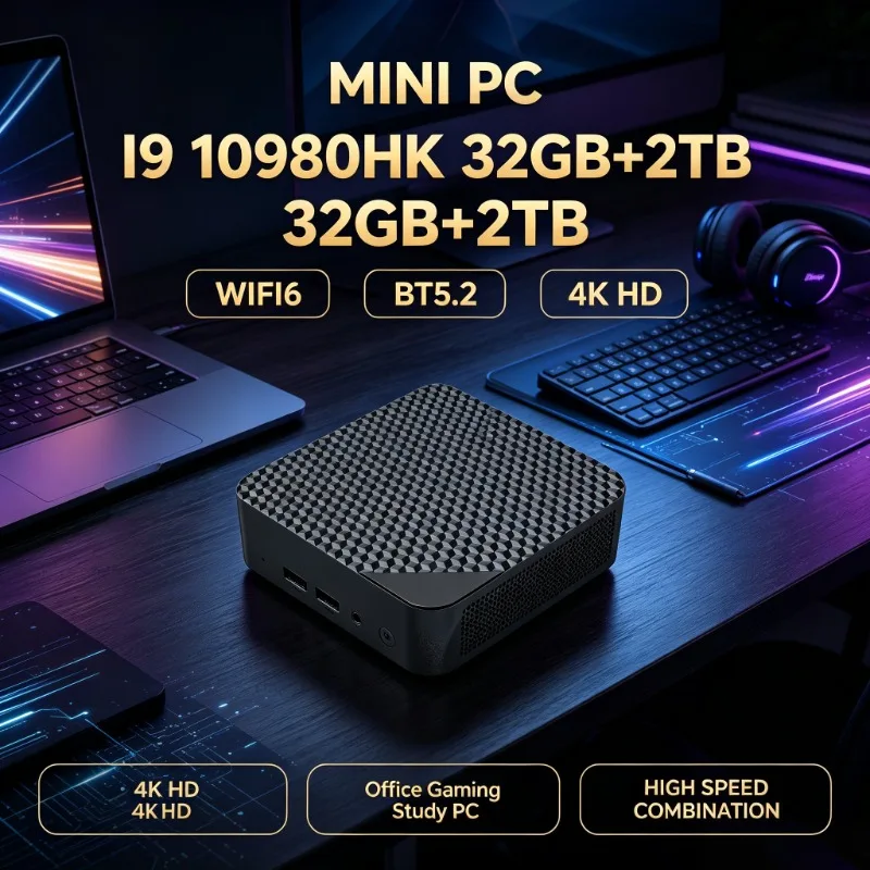 Ultra Fast Mini Desktop Host Core I9 10980HK 16GB RAM Big Capacity SSD WiFi 6 BT5.2 Smooth 4K Output For Office & Home Use
Ultra Fast Mini Desktop Host Core I9 10980HK 16GB RAM Big Capacity SSD WiFi 6 BT5.2 Smooth 4K Output For Office & Home Use