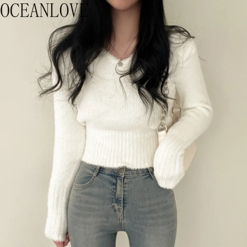 OCEANLOVE женские свитера однотонные осенне-зимние норковые кашемировые короткие пуловеры корейские модные базовые теплые ретро Pull Femme
OCEANLOVE женские свитера однотонные осенне-зимние норковые кашемировые короткие пуловеры корейские модные базовые теплые ретро Pull Femme