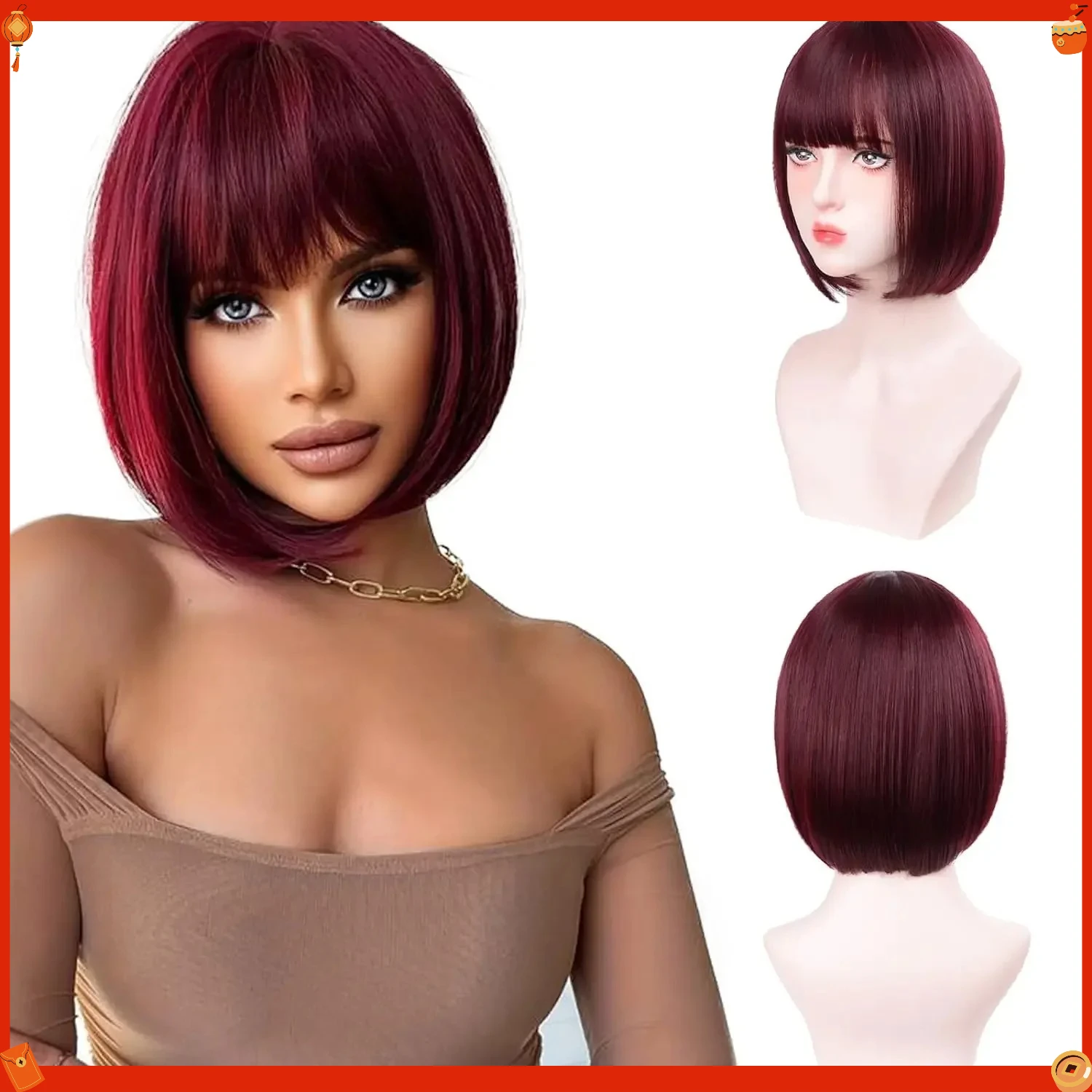 Synthetic Short Bob Wig with Bangs 12 Inch Colorful Straight Hairpiece for Women Cosplay Party Daily Wear Costume Natural Look
Synthetic Short Bob Wig with Bangs 12 Inch Colorful Straight Hairpiece for Women Cosplay Party Daily Wear Costume Natural Look