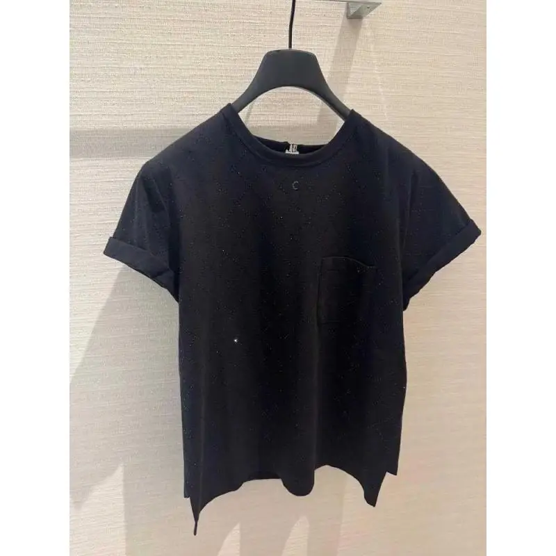 T-shirt 2025 Spring/summer New Style Hot Diamond Diamond Grid Back Silver Buckle Decoration Versatile Round Neck Short Sleeve 
T-shirt 2025 Spring/summer New Style Hot Diamond Diamond Grid Back Silver Buckle Decoration Versatile Round Neck Short Sleeve
