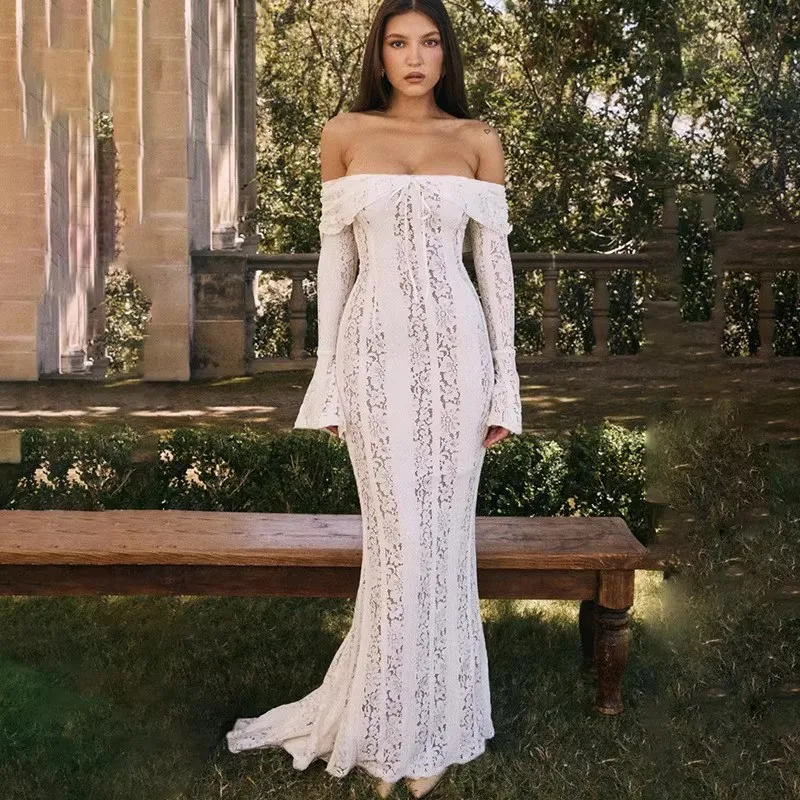 Slash Neck Lace Patchwork Maxi Dress Women Long Sleeve Lace-up Vintage Clothing Lady Streetwear Runway Design Vestidos Bodycon
Slash Neck Lace Patchwork Maxi Dress Women Long Sleeve Lace-up Vintage Clothing Lady Streetwear Runway Design Vestidos Bodycon