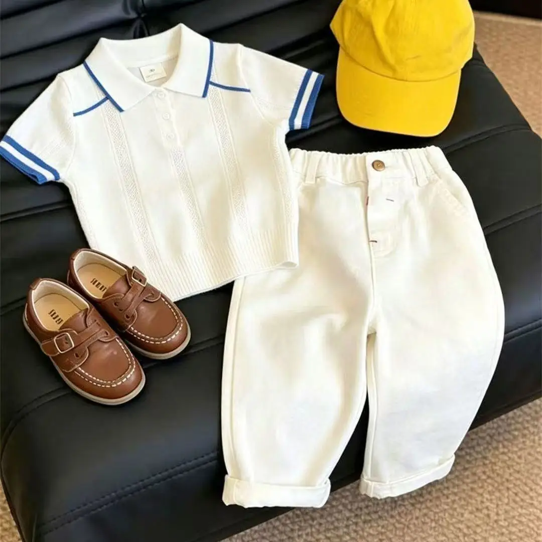 Children's Set Summer New Style Boys' Fashion Short Sleeve Knitted Polo Shirt Casual Straight Pants Two Piece Set
Children's Set Summer New Style Boys' Fashion Short Sleeve Knitted Polo Shirt Casual Straight Pants Two Piece Set