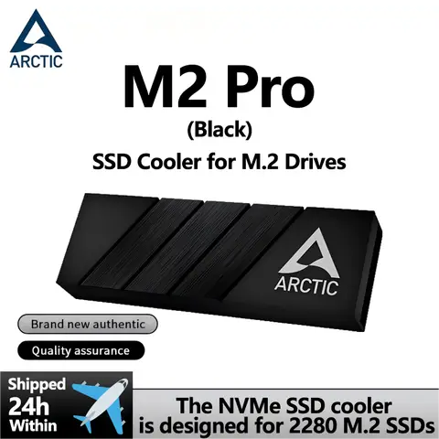 ARCTIC M2 Pro Black heatsink Cooler for M.2 2280 SSD, Compatible with PC & Gaming Consoles, for Dual and Single-Sided SSDs