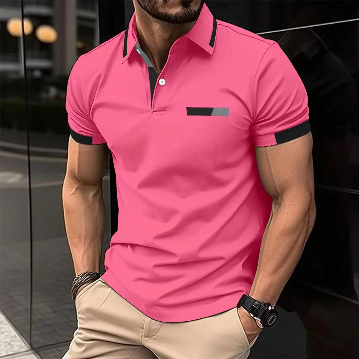 Summer men's breathable sport POLO shirt with lapel buttons, casual and fashionable mesh fabric, simple printed fitted top
Summer men's breathable sport POLO shirt with lapel buttons, casual and fashionable mesh fabric, simple printed fitted top