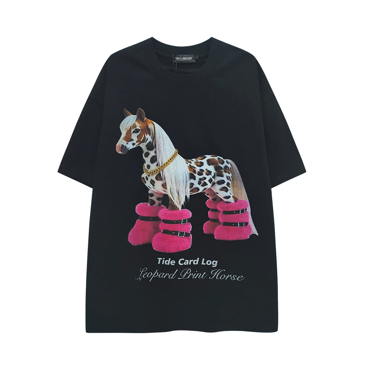 Men Oversized Black Graphic T-Shirt – Leopard Print Horse with Pink Boots Streetwear Casual Tees Y2K Graffiti Short Sleeve Tops
Men Oversized Black Graphic T-Shirt – Leopard Print Horse with Pink Boots Streetwear Casual Tees Y2K Graffiti Short Sleeve Tops