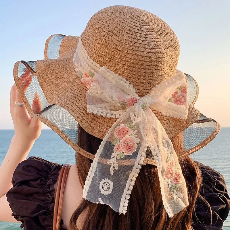 Custom New Floral Ribbon Hat Women Beach Vacation Sweet Lace Summer Wide Brim Straw Hat
Custom New Floral Ribbon Hat Women Beach Vacation Sweet Lace Summer Wide Brim Straw Hat