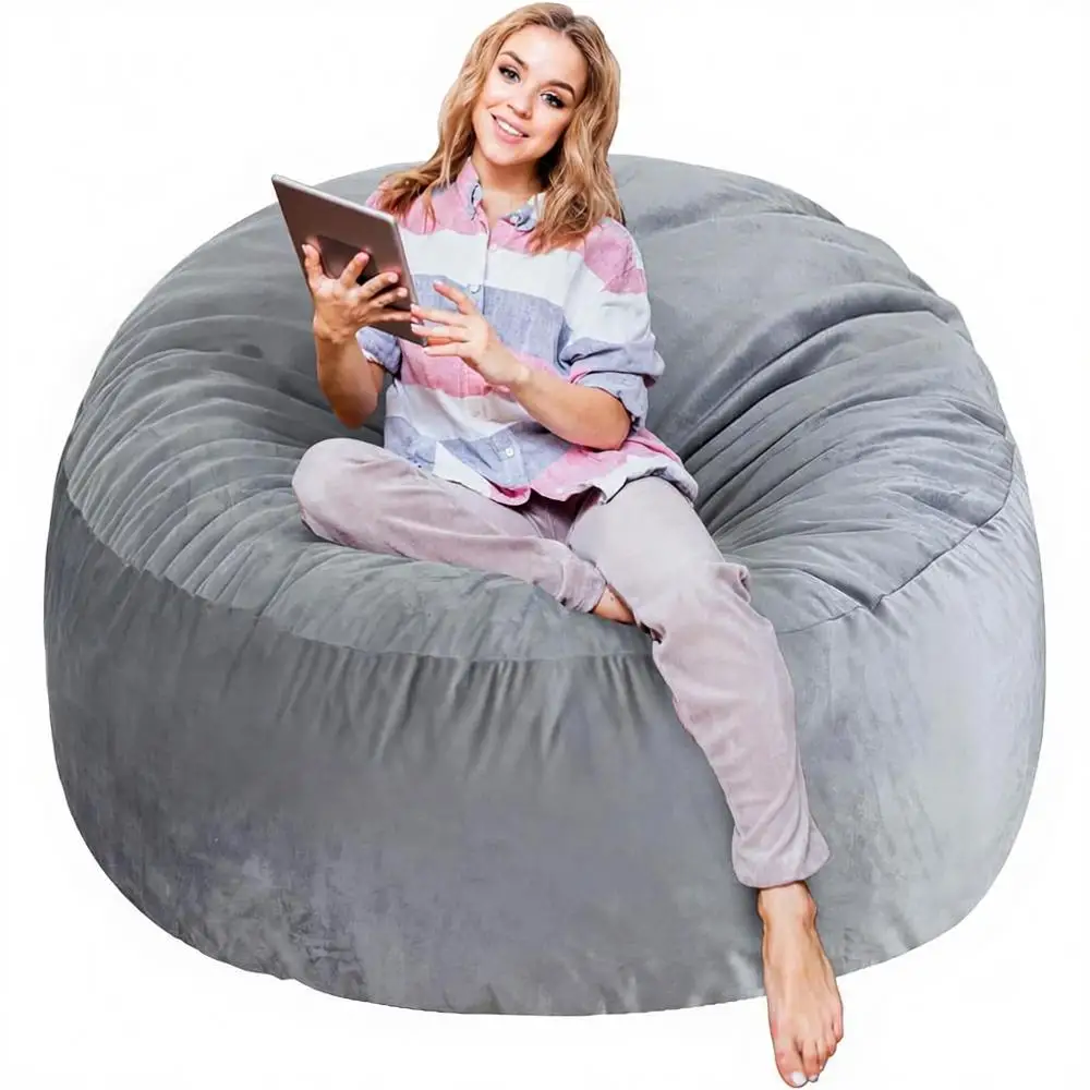 Большие кресла-мешки для взрослых и подростков с наполнителем из пены с эффектом памяти, комфортный диван из велюровой ткани, серый цвет
Большие кресла-мешки для взрослых и подростков с наполнителем из пены с эффектом памяти, комфортный диван из велюровой ткани, серый цвет