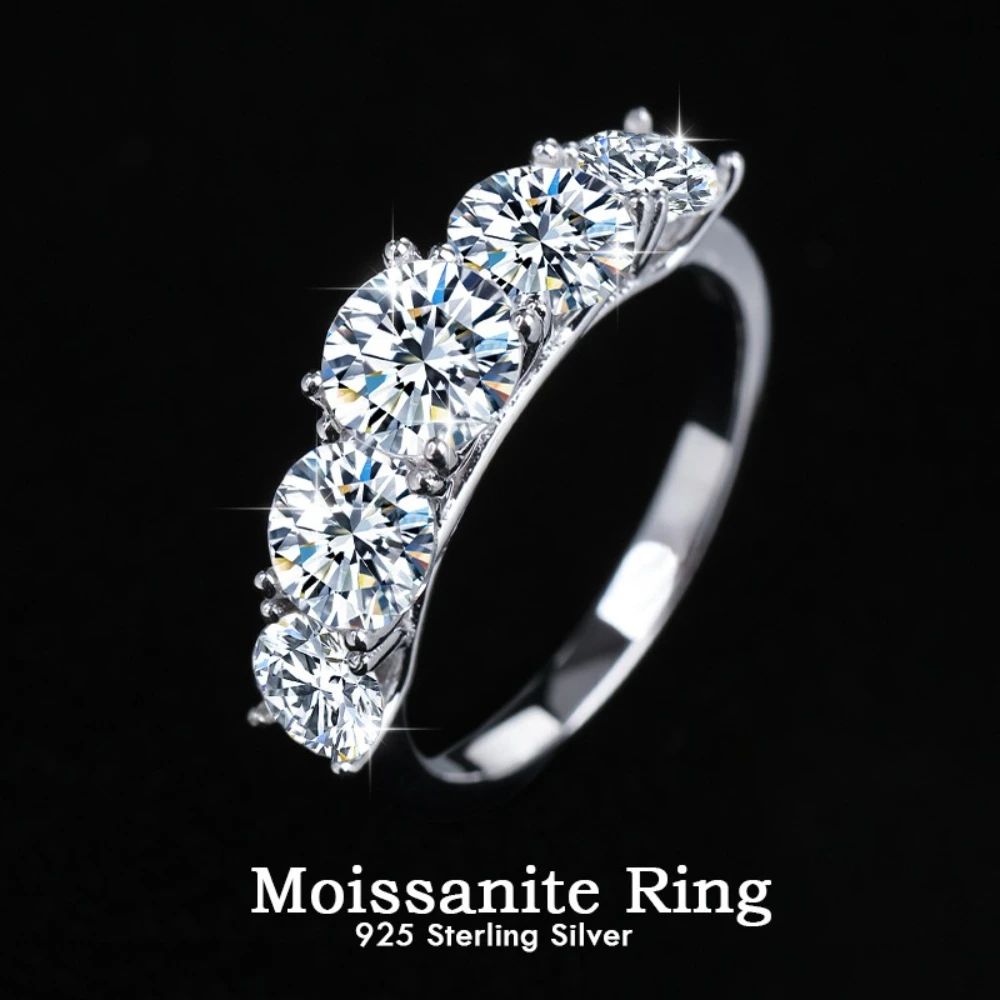 3.6CTTW Full Moissanite Rings For Women S925 Silver 5 Stones Gradient Diamond Wedding Engagement Band Fine Jewelry GRA Certified
3.6CTTW Full Moissanite Rings For Women S925 Silver 5 Stones Gradient Diamond Wedding Engagement Band Fine Jewelry GRA Certified