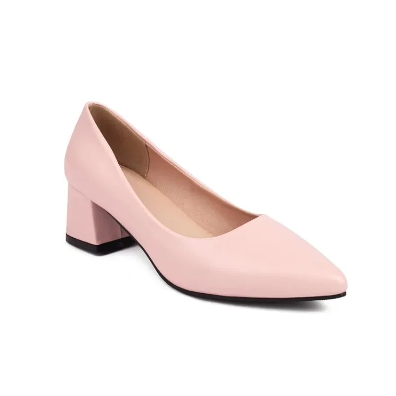 Женские туфли на высоком каблуке с острым носком на толстом каблуке. Простые и удобные одинарные туфли для профессионалов по банкету. 
Женские туфли на высоком каблуке с острым носком на толстом каблуке. Простые и удобные одинарные туфли для профессионалов по банкету.