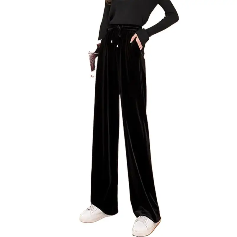 Women Velvet Drawstring Elastic Waist Pants Autumn Velvet Long Wide Leg Pants Women Chic Office Solid Elegant Straight Trousers
Women Velvet Drawstring Elastic Waist Pants Autumn Velvet Long Wide Leg Pants Women Chic Office Solid Elegant Straight Trousers