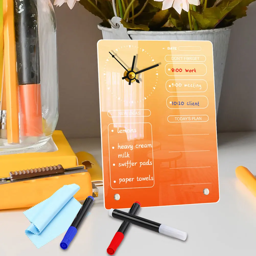 Desktop Planner Clock Acrylic Tabletop Whiteboard Erasable Note Board To Do List Memo Writing Board For Office
Desktop Planner Clock Acrylic Tabletop Whiteboard Erasable Note Board To Do List Memo Writing Board For Office