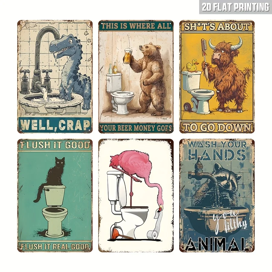 6 шт. забавные металлические жестяные таблички для ванной комнаты — винтажный настенный декор 8x12 дюймов с юмористическими животными и туалетом, железные плакаты в деревенском стиле f
6 шт. забавные металлические жестяные таблички для ванной комнаты — винтажный настенный декор 8x12 дюймов с юмористическими животными и туалетом, железные плакаты в деревенском стиле f