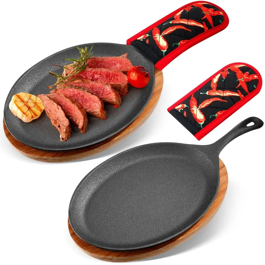 2 Sets Cast Iron Fajita Plate Set Fajita Plate Pan with Wooden Tray Anti Scald Protection Hot Mitt Cast Iron Skillet Set for Hom
2 Sets Cast Iron Fajita Plate Set Fajita Plate Pan with Wooden Tray Anti Scald Protection Hot Mitt Cast Iron Skillet Set for Hom