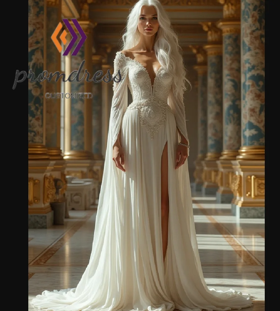 Victorian Queen Boho Wedding Dress High Slit Long Sleeve Lace Bohemian Bridal Dress Woodland Chiffon Elf Ethereal Bride Dress
Victorian Queen Boho Wedding Dress High Slit Long Sleeve Lace Bohemian Bridal Dress Woodland Chiffon Elf Ethereal Bride Dress