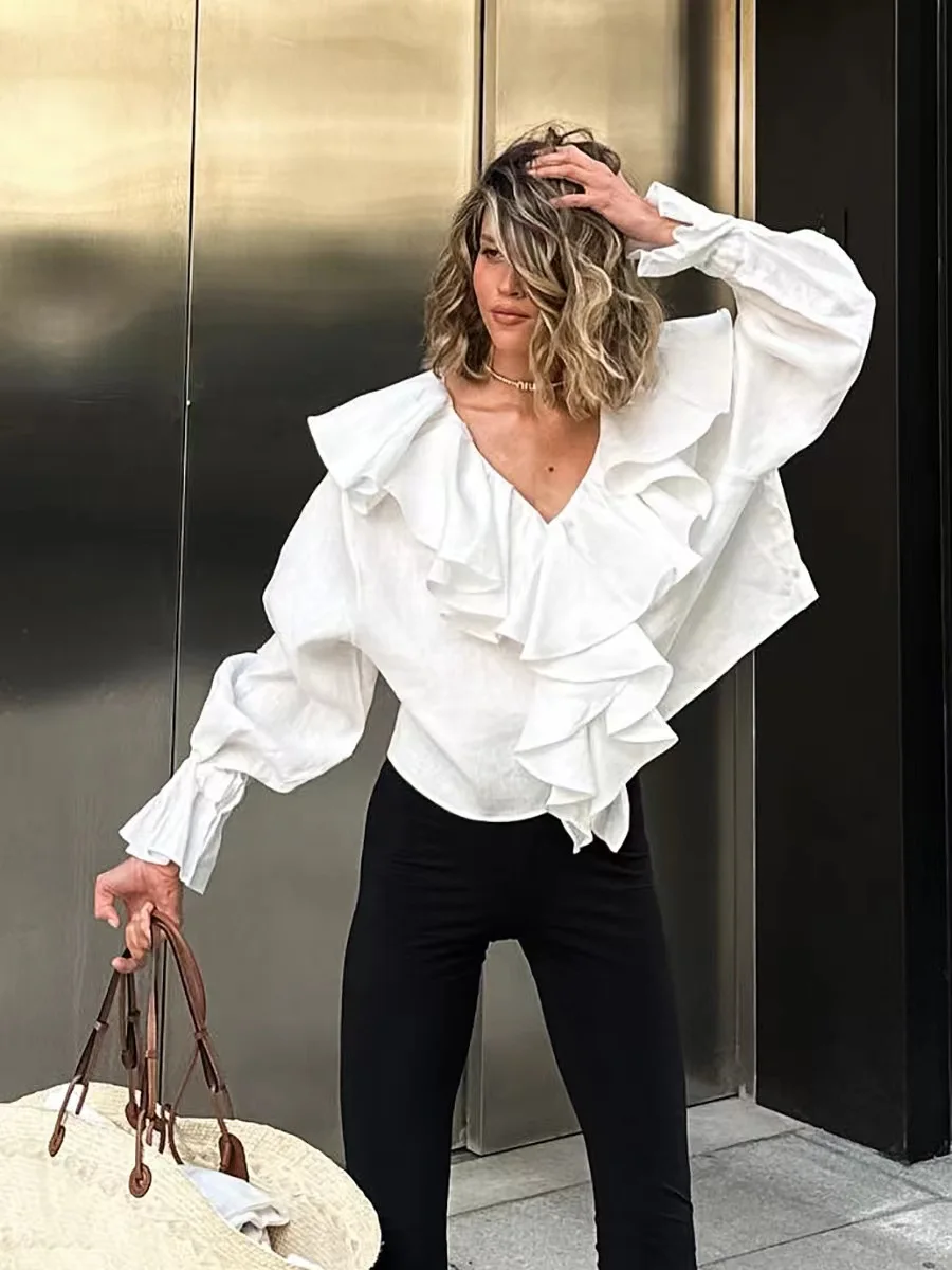 Повседневная одежда Lotus Le V-ne irt Sexy oulder Drop Sves Personali Cotton Long Sve Commute Sle Pure Color irt
Повседневная одежда Lotus Le V-ne irt Sexy oulder Drop Sves Personali Cotton Long Sve Commute Sle Pure Color irt