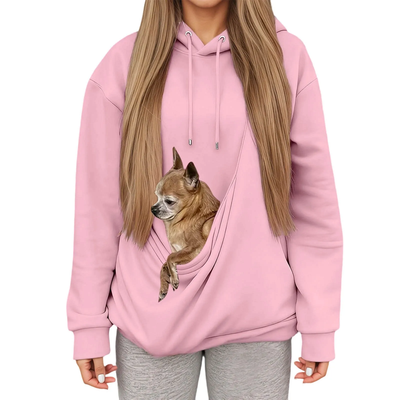 Autumn Winter Casual Women's Hooded Sweatshirt with Pet Bag Solid Color Pet Cat & Dog Pocket Holder Top Loose Sports Sweatshirts
Autumn Winter Casual Women's Hooded Sweatshirt with Pet Bag Solid Color Pet Cat & Dog Pocket Holder Top Loose Sports Sweatshirts