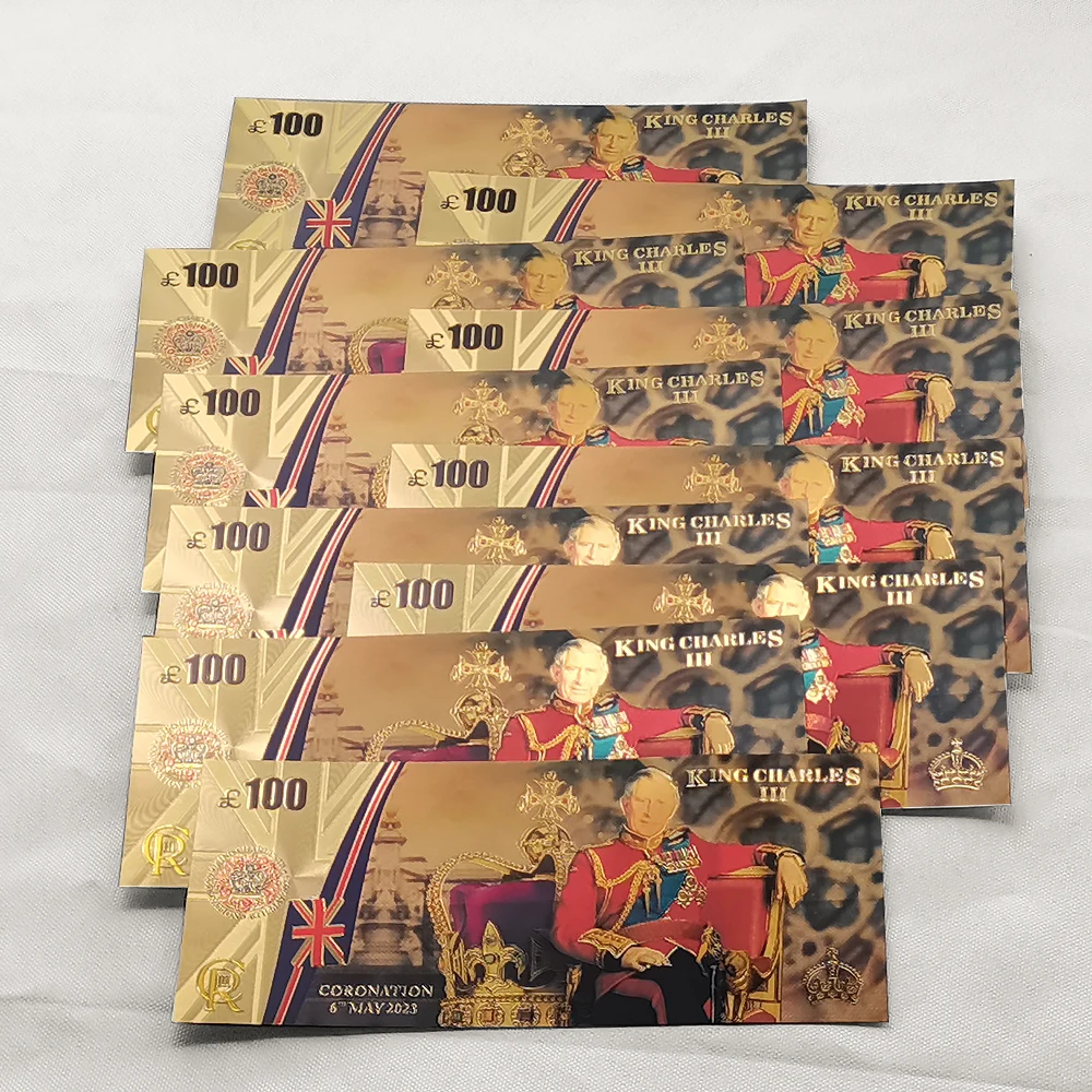 King Charles III Gold Plated Banknote Uk Royal Family 5.6 Coronation Commemorative Banknotes Souvenir Gifts for Collection
King Charles III Gold Plated Banknote Uk Royal Family 5.6 Coronation Commemorative Banknotes Souvenir Gifts for Collection