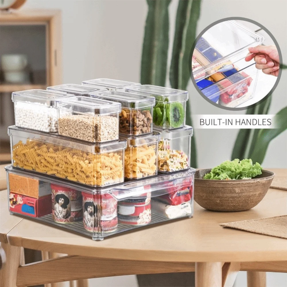 Practical Transparent Fridge Organizer Box with Lids Sealed Food Storage Containers Plastic Stackable Organizer Bins Office
Practical Transparent Fridge Organizer Box with Lids Sealed Food Storage Containers Plastic Stackable Organizer Bins Office