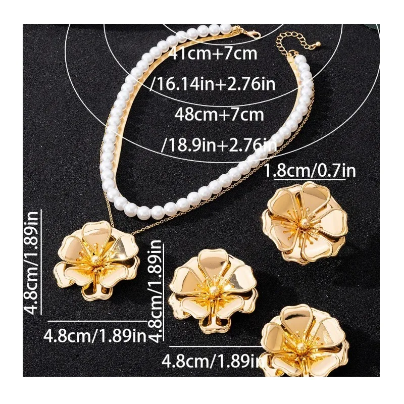 Hot Niche Fashion Premium Retro Flower Earrings Necklace Ring Set Suitable for Women's Daily Party Wear
Hot Niche Fashion Premium Retro Flower Earrings Necklace Ring Set Suitable for Women's Daily Party Wear