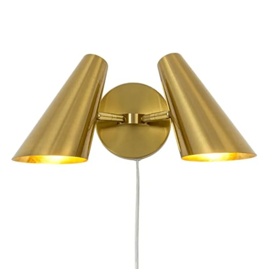 Gold 2-Light Plug in Wall Sconce, Modern Vanity Light Wall Lamp with Rotatable Lampshade Picture Light for Bedroom Living Room
Gold 2-Light Plug in Wall Sconce, Modern Vanity Light Wall Lamp with Rotatable Lampshade Picture Light for Bedroom Living Room