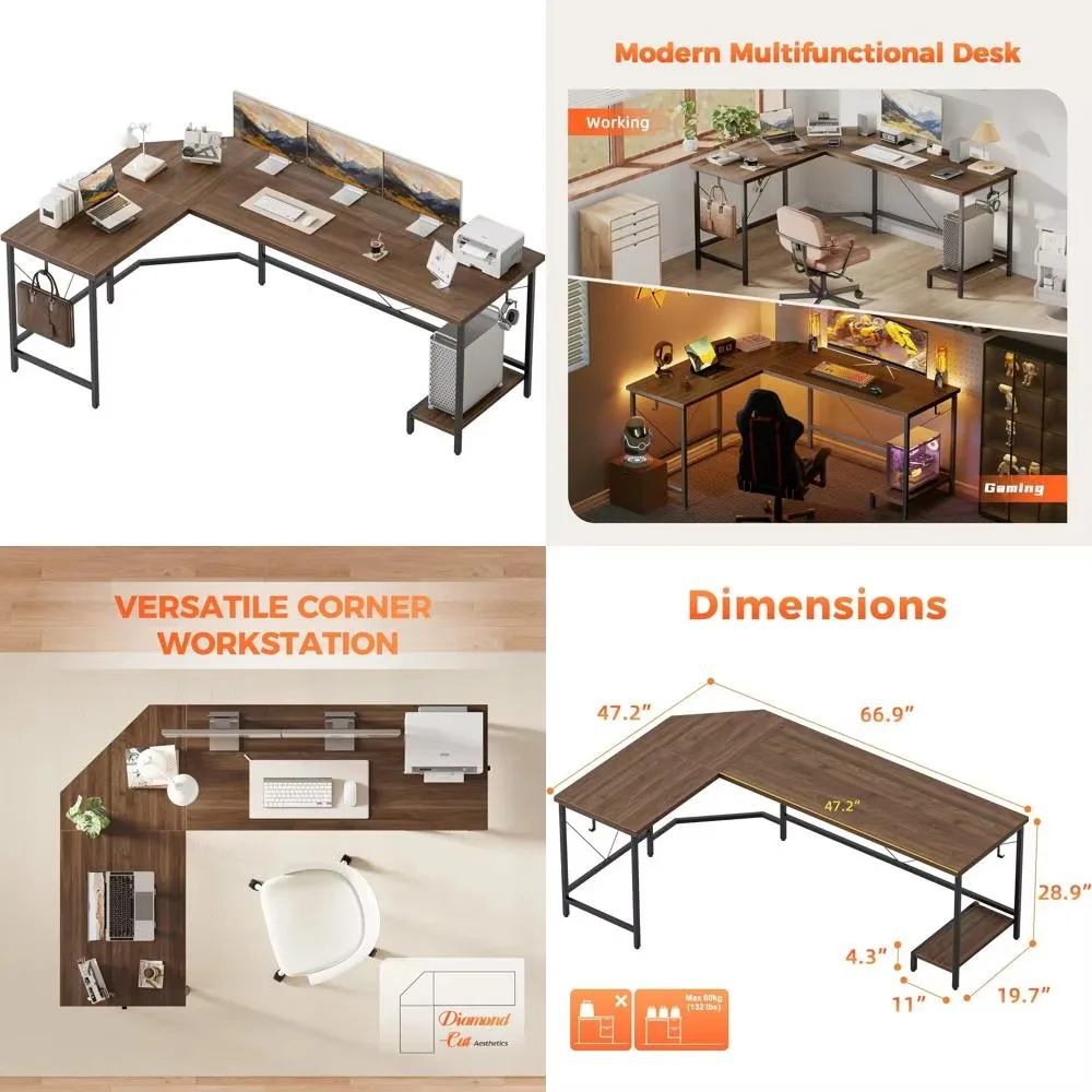 L-Shaped Home Office Desk 66 Corner Computer Gaming Wood Desk with CPU Stand, Study Writing Table
L-Shaped Home Office Desk 66 Corner Computer Gaming Wood Desk with CPU Stand, Study Writing Table