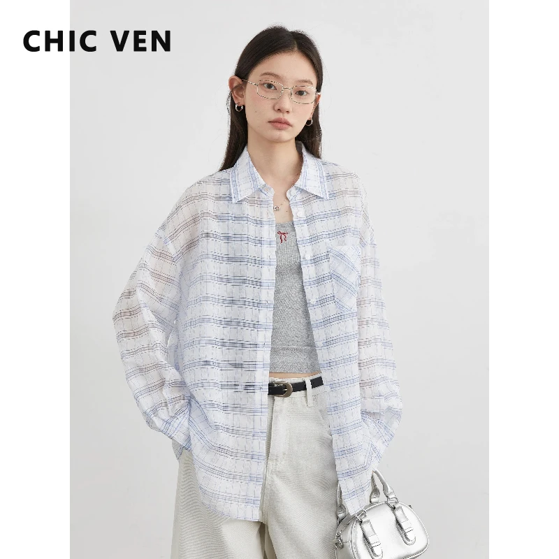 Женская рубашка CHIC VEN: Новая, свободная, повседневная, в клетку, слегка прозрачная, легкая, с длинными рукавами, весна-лето 2026
Женская рубашка CHIC VEN: Новая, свободная, повседневная, в клетку, слегка прозрачная, легкая, с длинными рукавами, весна-лето 2026
