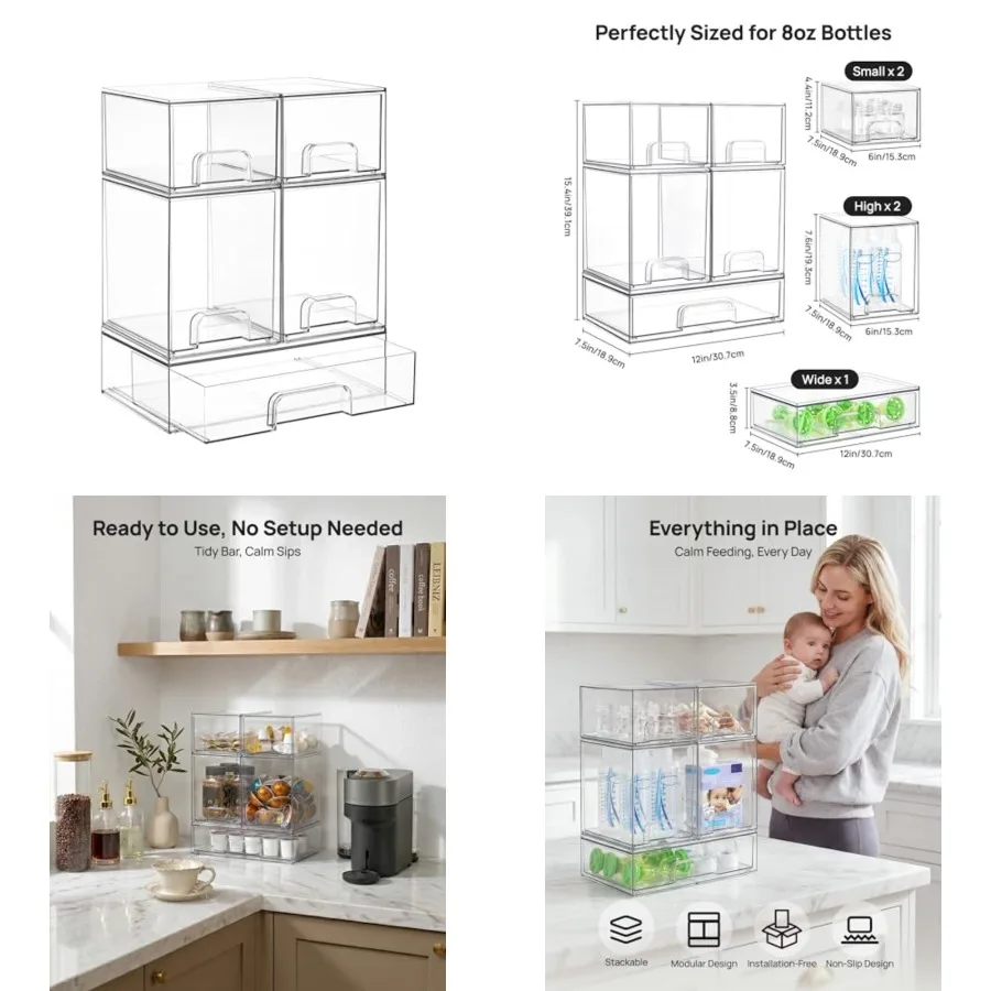 Stackable Storage Drawers Set of 5, Clear Plastic Organizer Bins for Baby Bottle, Beauty Supplies Storage, Ideal for Kichen Countertop, Vanity, Bathroom, Cabinet, Pantry Organization
Stackable Storage Drawers Set of 5, Clear Plastic Organizer Bins for Baby Bottle, Beauty Supplies Storage, Ideal for Kichen Countertop, Vanity, Bathroom, Cabinet, Pantry Organization