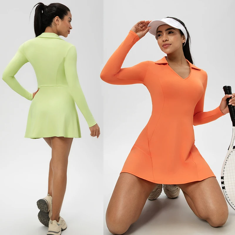 Женское осенне-весеннее теннисное платье с длинными рукавами, дышащее быстросохнущее платье для тренировок, юбки-поло с v-образным вырезом, спортивные шорты для занятий йогой в тренажерном зале
Женское осенне-весеннее теннисное платье с длинными рукавами, дышащее быстросохнущее платье для тренировок, юбки-поло с v-образным вырезом, спортивные шорты для занятий йогой в тренажерном зале