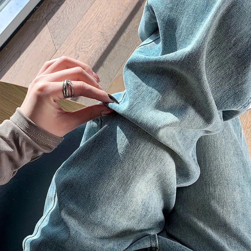 Прямые широкие джинсы с высокой талией, свободные джинсы, женская одежда, осенне-зимние новые брюки для грушевидной формы, свободная посадка
Прямые широкие джинсы с высокой талией, свободные джинсы, женская одежда, осенне-зимние новые брюки для грушевидной формы, свободная посадка