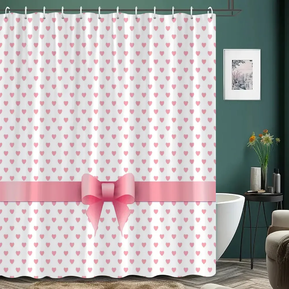 "Романтическая занавеска для душа с розовым сердечком, водонепроницаемая и устойчивая к плесени занавеска для ванны с бантом для уютного декора ванной комнаты"
"Романтическая занавеска для душа с розовым сердечком, водонепроницаемая и устойчивая к плесени занавеска для ванны с бантом для уютного декора ванной комнаты"