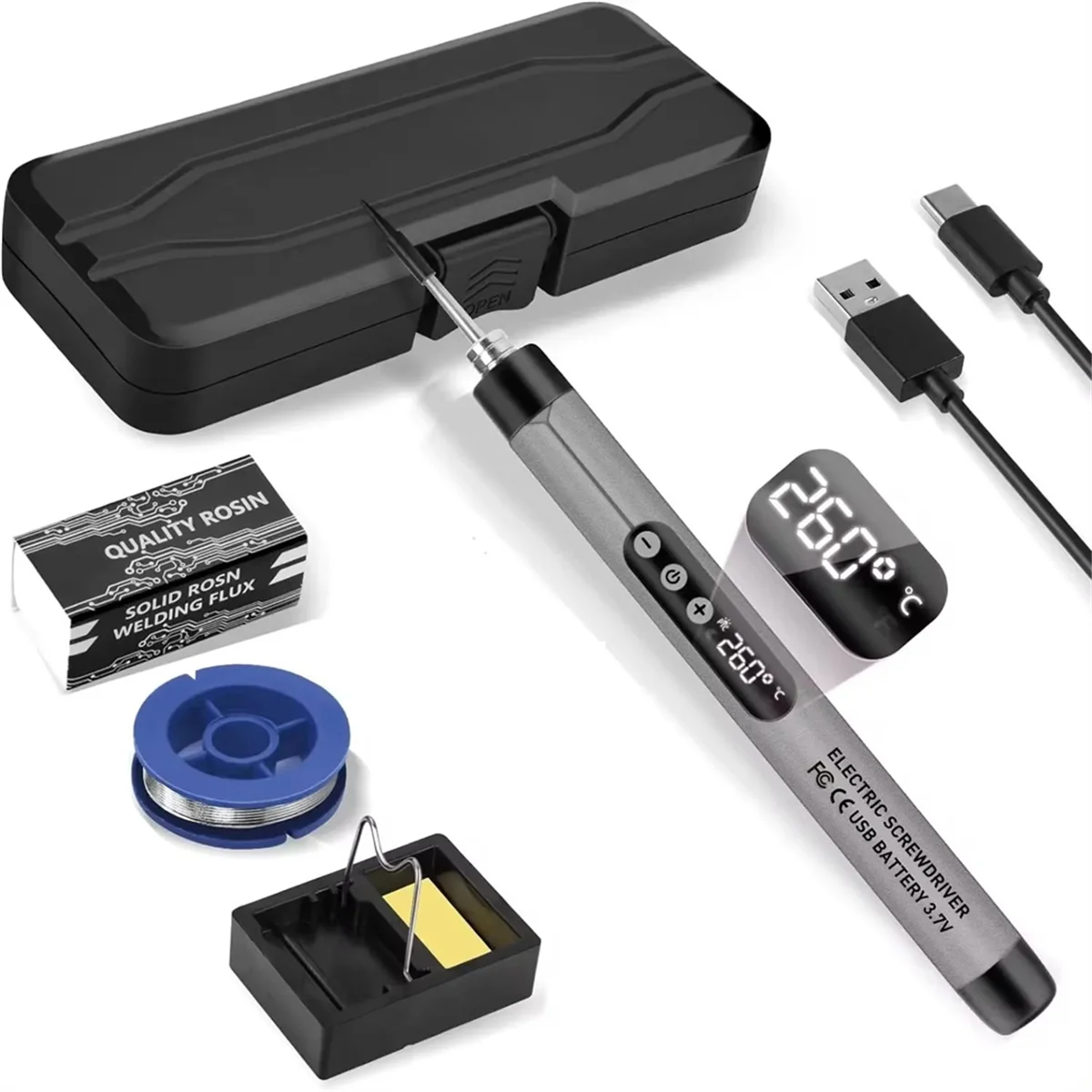 Цифровой USB-паяльник с регулируемой температурой 300-450 ℃ Интеллектуальный паяльный сварочный утюг с интерфейсом типа C
Цифровой USB-паяльник с регулируемой температурой 300-450 ℃ Интеллектуальный паяльный сварочный утюг с интерфейсом типа C