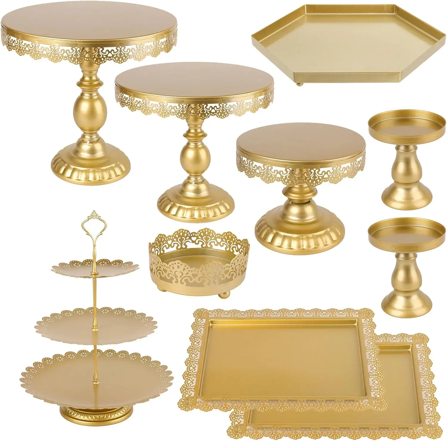 10-Piece Metal Cake Stand Set, Multi-Tier Dessert Display Tower for Weddings & Parties in Gold
10-Piece Metal Cake Stand Set, Multi-Tier Dessert Display Tower for Weddings & Parties in Gold
