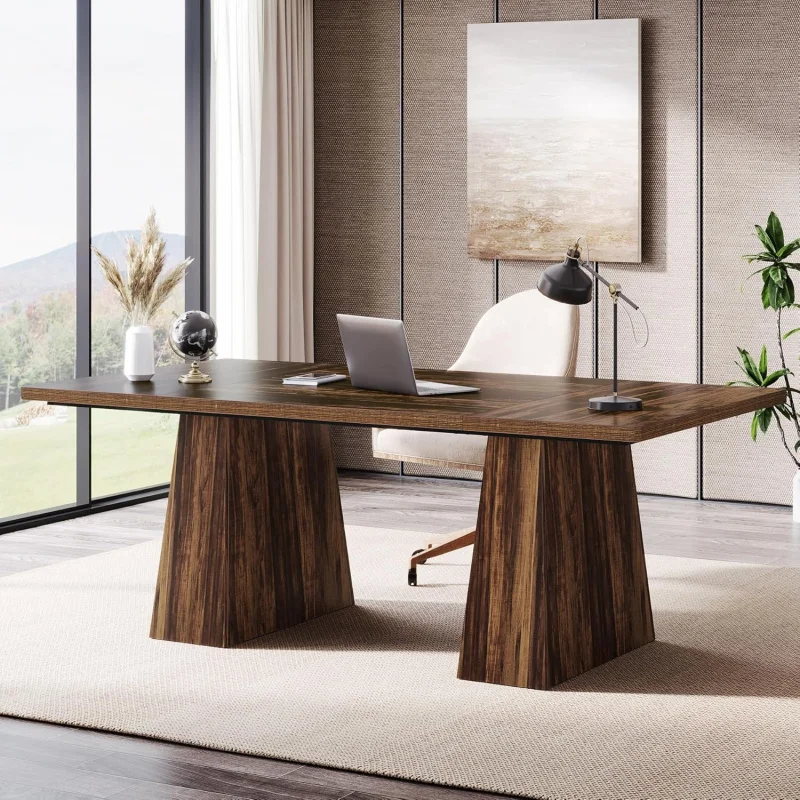 63 Double Pedestal Executive Desk, Rustic Brown Modern Large Computer Writing&Conference Desk, Home Office Business Workstation
63 Double Pedestal Executive Desk, Rustic Brown Modern Large Computer Writing&Conference Desk, Home Office Business Workstation