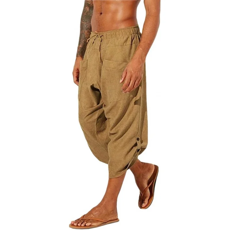 Mens Linen Harem Capri Pants Drawstring 3/4 Shorts Casual Beach Yoga Hippie Thai Pants
Mens Linen Harem Capri Pants Drawstring 3/4 Shorts Casual Beach Yoga Hippie Thai Pants