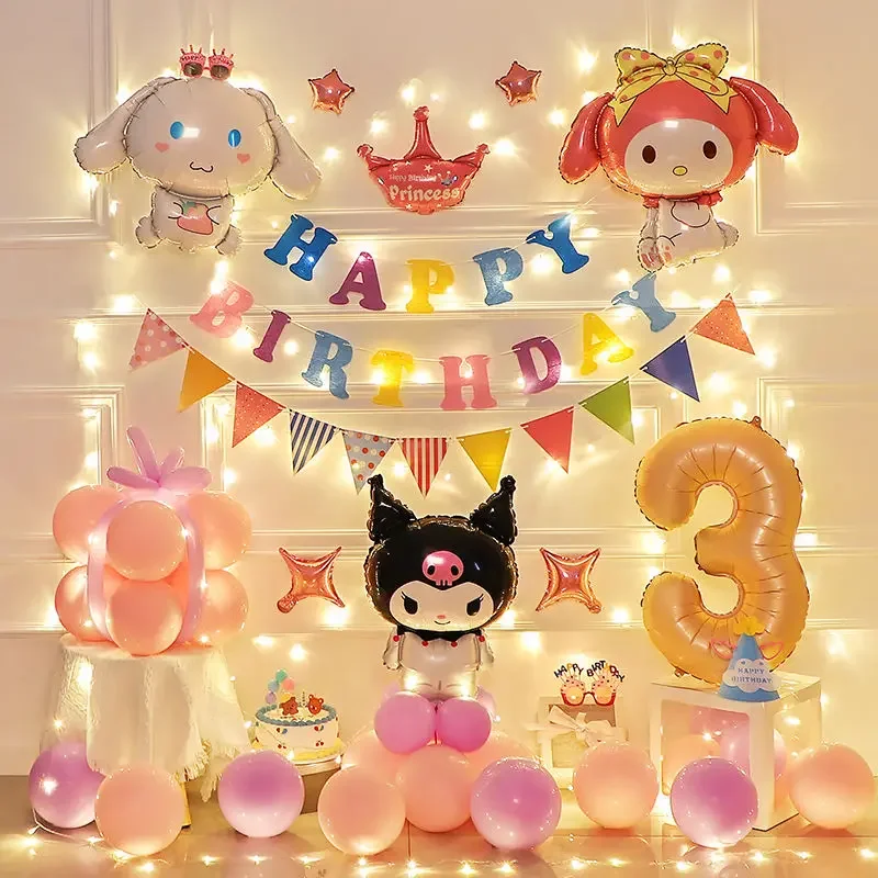 Anime Sanrio Melody Kuromi Happy Birthday Balloon Fun Set Party Supplies Decoration Colorful Party Deco Girls and Toddlers Gift
Anime Sanrio Melody Kuromi Happy Birthday Balloon Fun Set Party Supplies Decoration Colorful Party Deco Girls and Toddlers Gift