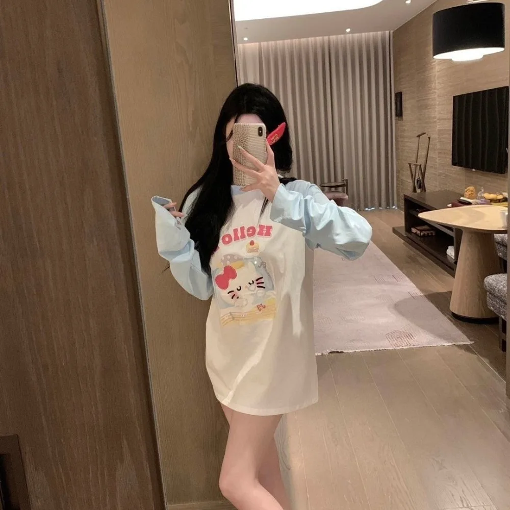 Футболка Miniso Hello Kitty с принтом, пуловер из чистого хлопка на весну и осень, новый стиль, свободная рубашка из чистого хлопка с длинными рукавами
Футболка Miniso Hello Kitty с принтом, пуловер из чистого хлопка на весну и осень, новый стиль, свободная рубашка из чистого хлопка с длинными рукавами