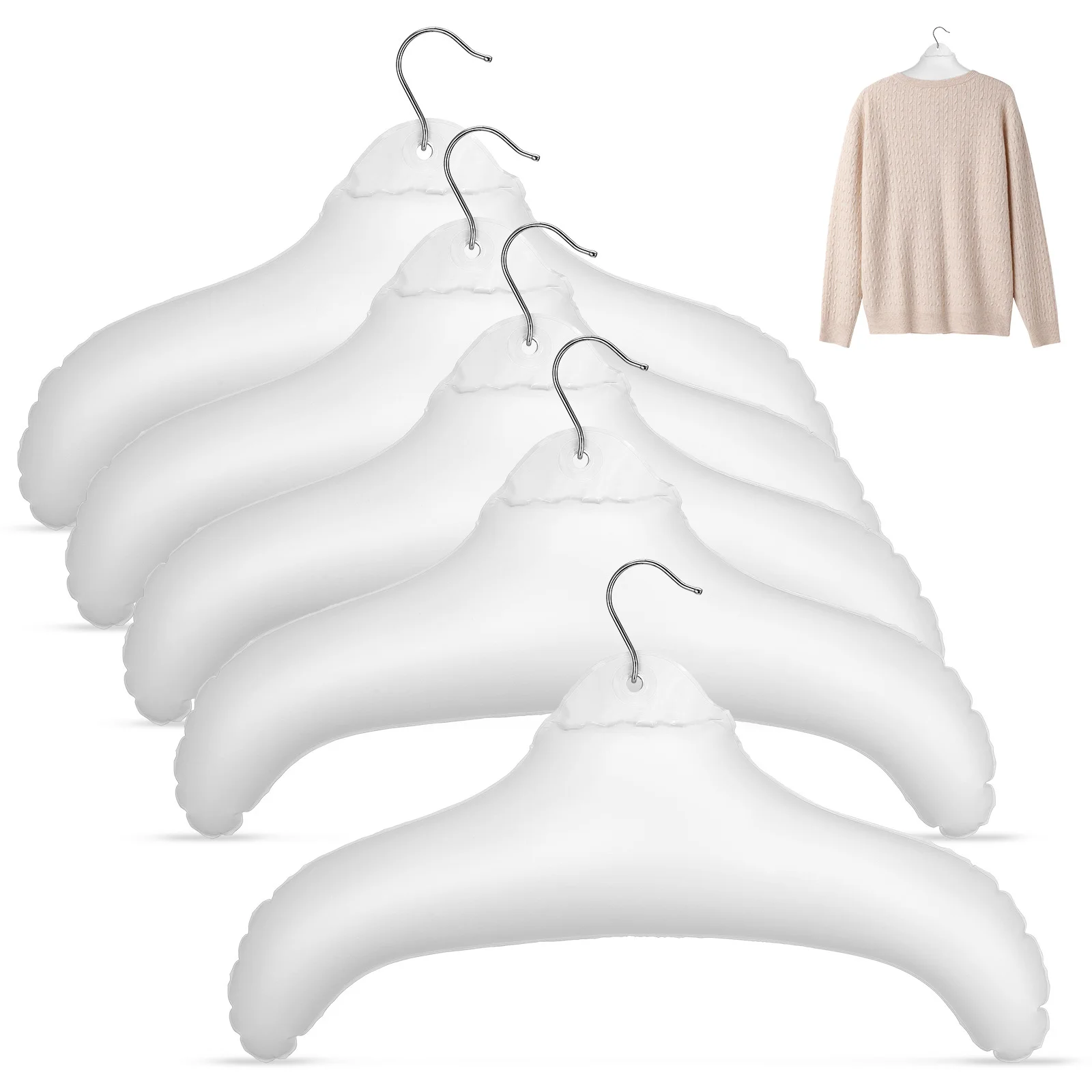 5Pcs Inflatable Clothes Hanger Foldable Travel Portable PVC Hangers for Drying Camping Gym Organization Multi Use Hook
5Pcs Inflatable Clothes Hanger Foldable Travel Portable PVC Hangers for Drying Camping Gym Organization Multi Use Hook