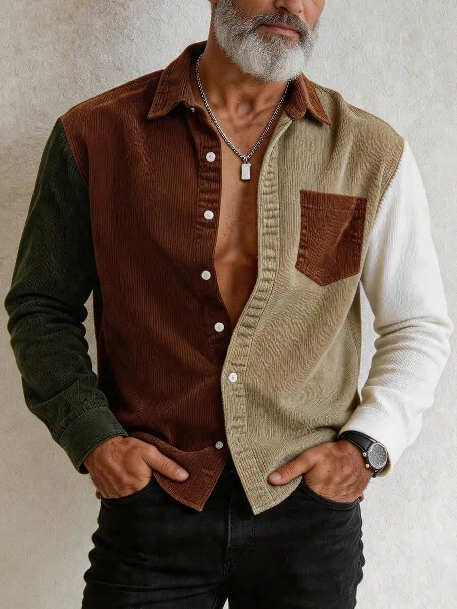 GOLDREDY Men's Thin Corduroy Loose Fit Colorblock Patchwork Turn-Down Collar Casual Fashion Daily Versatile Long Sleeve Shirt
GOLDREDY Men's Thin Corduroy Loose Fit Colorblock Patchwork Turn-Down Collar Casual Fashion Daily Versatile Long Sleeve Shirt