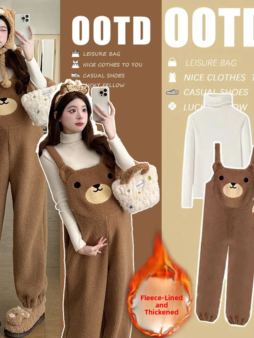 Очаровательные коричневые брюки-карго с принтом медведя на подкладке, свободные прямые брюки Materni, теплые зимние повседневные брюки для женщин
Очаровательные коричневые брюки-карго с принтом медведя на подкладке, свободные прямые брюки Materni, теплые зимние повседневные брюки для женщин