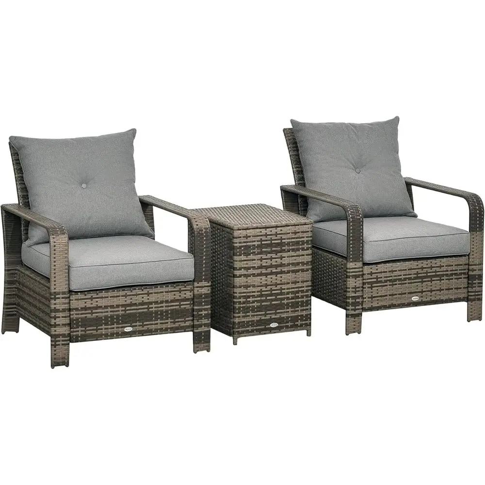 Gray 3-Piece Outdoor Patio Furniture Set with PE Rattan Wicker, Storage Table, and Cushioned Chairs for Garden, Backyard, Poolsi
Gray 3-Piece Outdoor Patio Furniture Set with PE Rattan Wicker, Storage Table, and Cushioned Chairs for Garden, Backyard, Poolsi